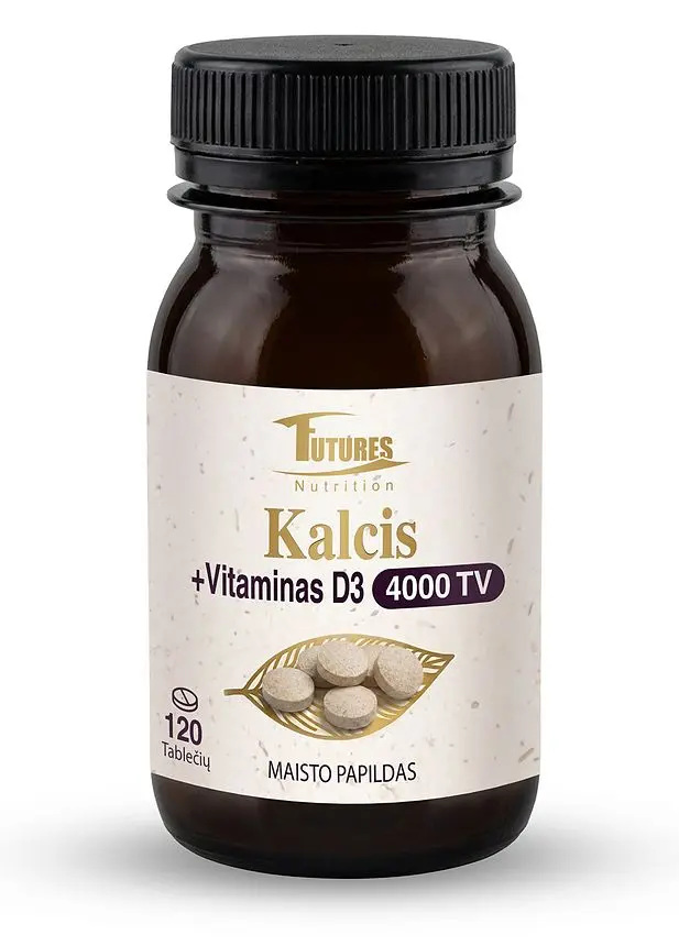 Kalcis + Vitaminas D3 (4000 TV), 120 tablečių