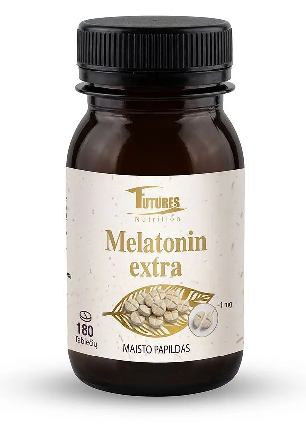 Melatoninas (Melatonin extra) – sustiprinta, lengvai dalijama formulė, 180 tablečių